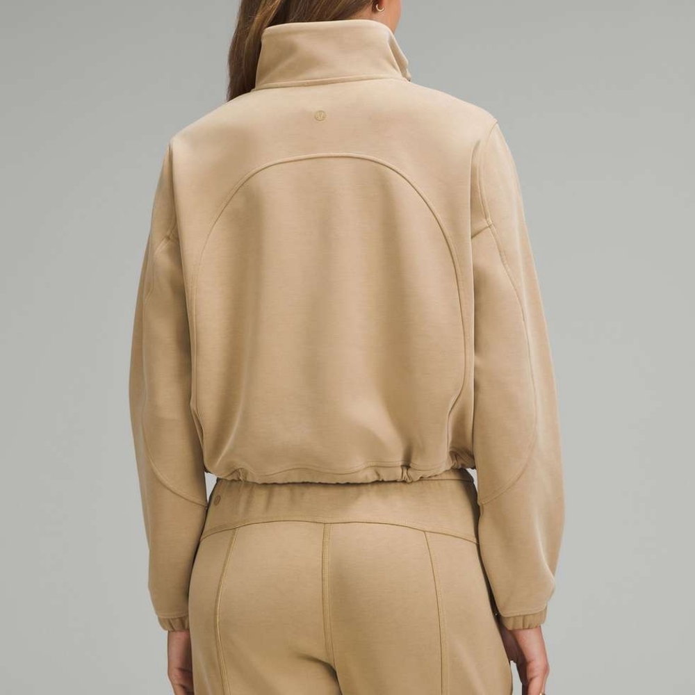 LULULEMON Brushed Softstreme Half Zip Filbert Tan Size 2 - Picture 6 of 9